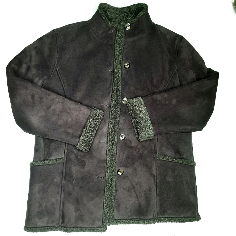 LLBean Faux Leather Sherpa Lined Winter Coat